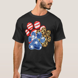 Leopard American Flag Herbst 4. Juli Hundepferd T-Shirt