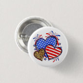 Leopard American Flag Herz 4. Juli USA Button (Vorne & Hinten)
