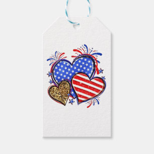 Leopard American Flag Herz 4. Juli USA Geschenkanhänger