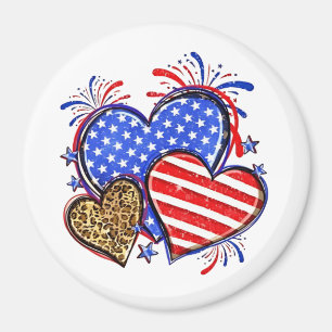 Leopard American Flag Herz 4. Juli USA Magnet