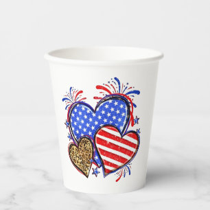 Leopard American Flag Herz 4. Juli USA Pappbecher