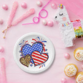 Leopard American Flag Herz 4. Juli USA Pappteller (Party)