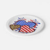 Leopard American Flag Herz 4. Juli USA Pappteller (Schrägansicht)
