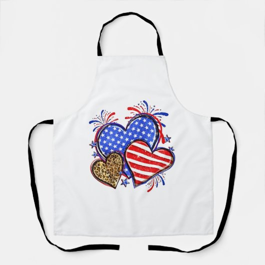Leopard American Flag Herz 4. Juli USA Schürze (Vorderseite)