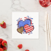 Leopard American Flag Herz 4. Juli USA Serviette (Beispiel)