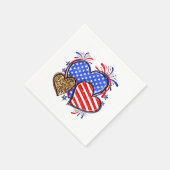 Leopard American Flag Herz 4. Juli USA Serviette (Ecke)