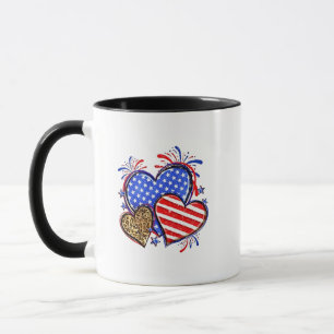 Leopard American Flag Herz 4. Juli USA Tasse