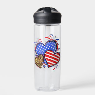 Leopard American Flag Herz 4. Juli USA Trinkflasche