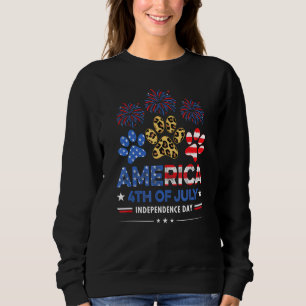 Leopard American Flag Hört Niedlich 4. Juli Hund Sweatshirt