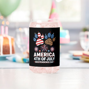 Leopard Amerikanische Flagge Herzen Cute 4. Juli Dosenglas