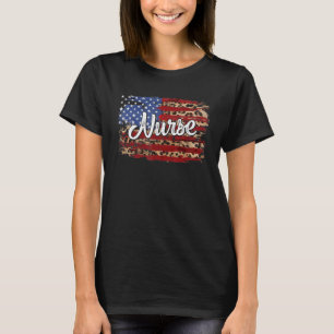 Leopard Amerikanische Flagge Krankenschwester Rn E T-Shirt