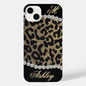 Leopard and Diamond Monogram iPhone Hülle (Rückseite)