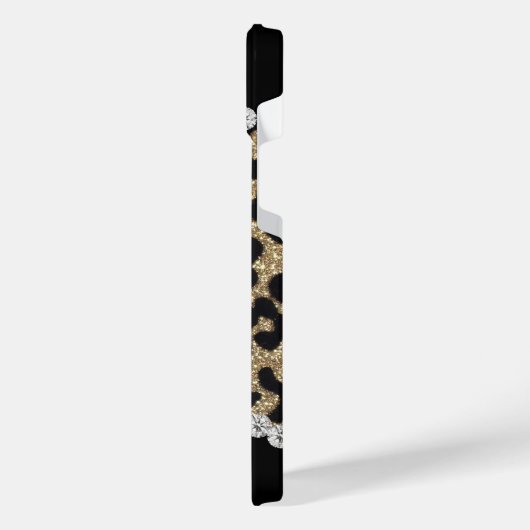 Leopard and Diamond Monogram iPhone Hülle (Linke Seite)