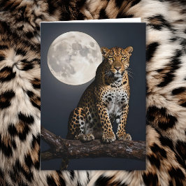 Leopard and Full Moon | Happy Birthday Husband Karte