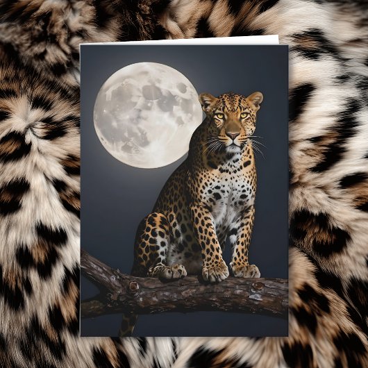 Leopard and Full Moon | Happy Birthday Husband Karte