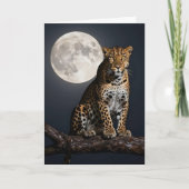 Leopard and Full Moon | Happy Birthday Husband Karte (Vorderseite)