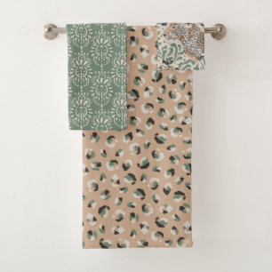 Leopard Animal Beige modern Badhandtuch Set