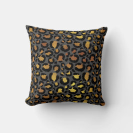 Leopard Animal Black Honey Gold Grafit African Kissen