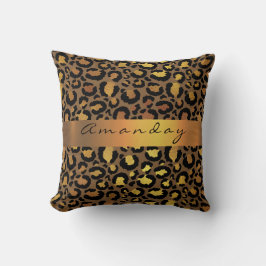 Leopard Animal Black Lux Gold Stripname Africa Kissen