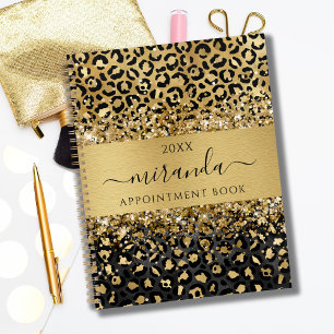 Leopard Animal Cheetah Black Gold Beauty Salon Planer
