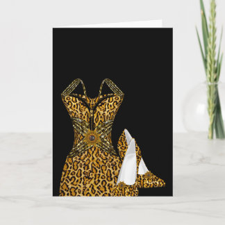 Leopard Animal High Heel Shoes Dress Karte