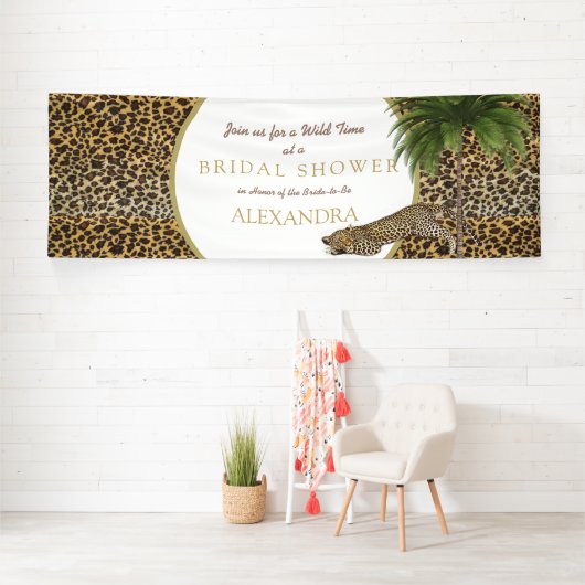 Leopard Animal Muster Elegantes Palm Party Banner (Insitu)