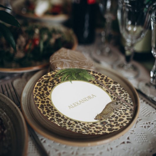 Leopard Animal Muster Elegantes Palm Party Pappteller