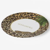 Leopard Animal Muster Elegantes Palm Party Pappteller (Schrägansicht)