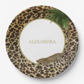 Leopard Animal Muster Elegantes Palm Party Pappteller (Vorderseite)