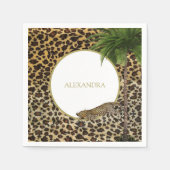 Leopard Animal Muster Elegantes Palm Party Serviette (Vorderseite)