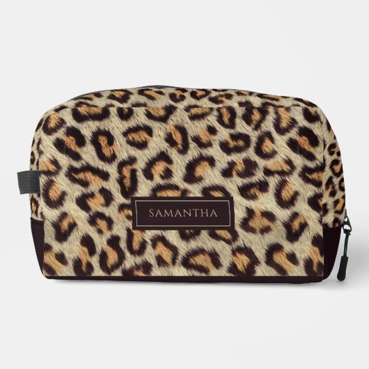 Leopard Animal Pattern Individuelle Name Waschbeutel (Vorderseite)