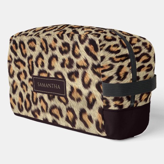 Leopard Animal Pattern Individuelle Name Waschbeutel (Linke Seite)