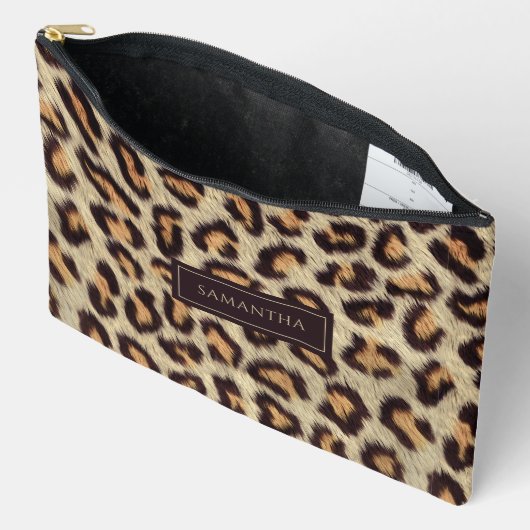 Leopard Animal Pattern Individuelle Name Zubehörtasche (Offen)