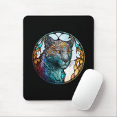 Leopard Animal Portrait Gestaltete Glas Naturschut Mousepad (Mit Mouse)