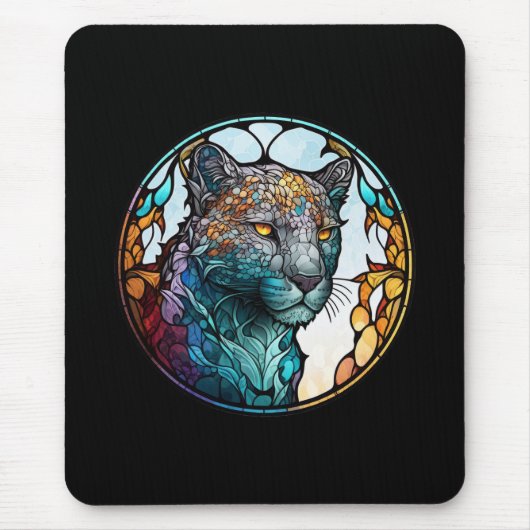 Leopard Animal Portrait Gestaltete Glas Naturschut Mousepad (Vorne)