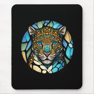 Leopard Animal Portrait Gestaltete Glas Naturschut Mousepad
