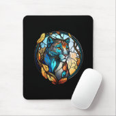 Leopard Animal Portrait Gestaltete Glas Naturschut Mousepad (Mit Mouse)