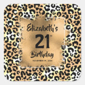 Leopard Animal Print 21. Geburtstag Personalisiert Quadratischer Aufkleber (Vorderseite)