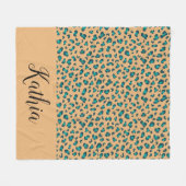 Leopard Animal Print Aquamarin Tan Personalisiert Fleecedecke (Vorderseite (Horizontal))