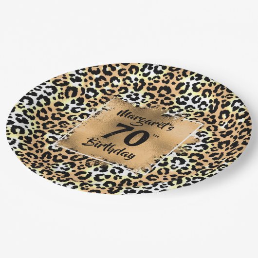 Leopard Animal Print Birthday Pappteller (Schrägansicht)