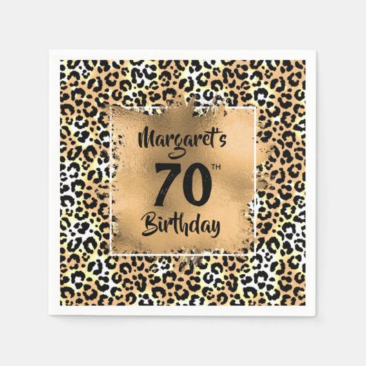 Leopard Animal Print Birthday Serviette (Vorderseite)