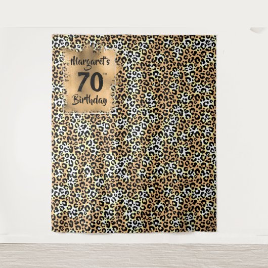Leopard Animal Print Birthday Tapestes Wandteppich (Vorderseite)