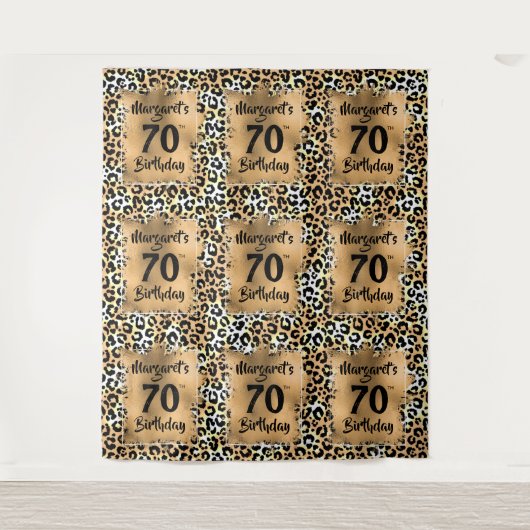 Leopard Animal Print Birthday Wandteppich (Vorderseite)