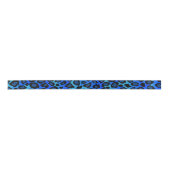 Leopard Animal Print | Blau Satinband (Vorderseite)