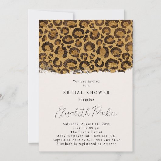 Leopard Animal Print Bridal Dusche Einladung (Vorderseite)