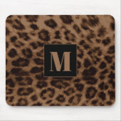 Leopard Animal Print Brown Black Chic Monogram Mousepad (Vorne)