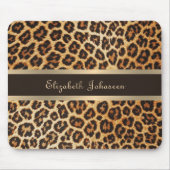 Leopard Animal Print Brown & Gold Strip Glamour Mousepad (Vorne)