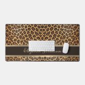 Leopard Animal Print Brown & Gold Strip Glamour Schreibtischunterlage (Tastatur & Maus)