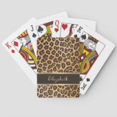Leopard Animal Print Brown & Gold Strip Glamour Spielkarten (Rückseite)
