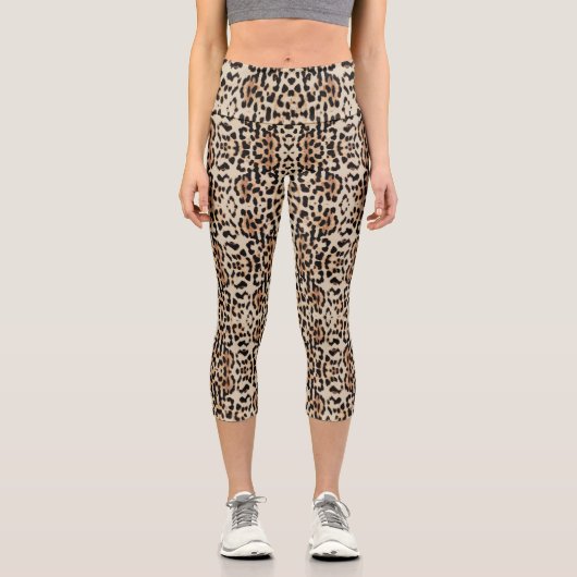 Leopard Animal Print Capri Leggings (Vorderseite)